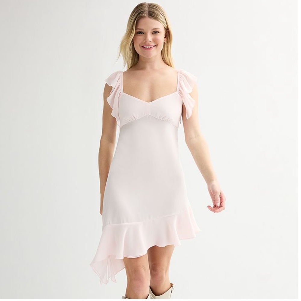 REWIND By Kohl’s Soft Pink Ruffle Mini Dress Size S